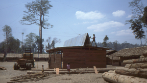 A church being built in the grounds of the camp.